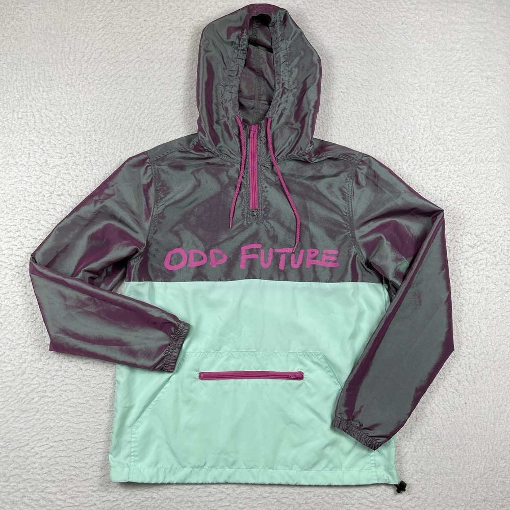 Odd Future Windbreaker Men Medium Iridescent Mint Green Colorblock Anorak Jacket